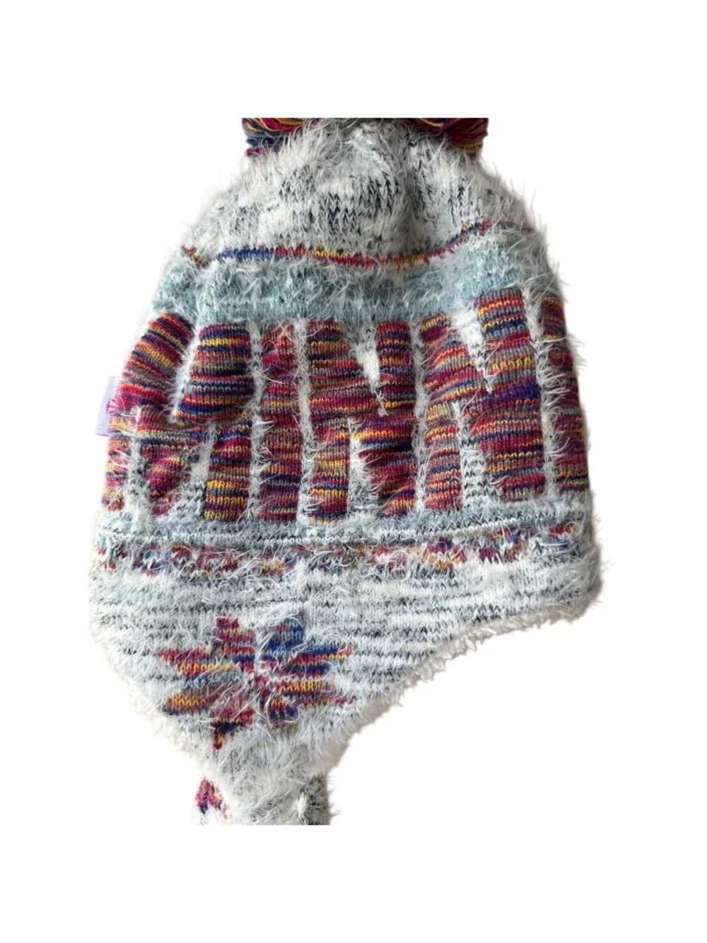Knit Winter Hat With Poms & Multicolor Minnesota Design